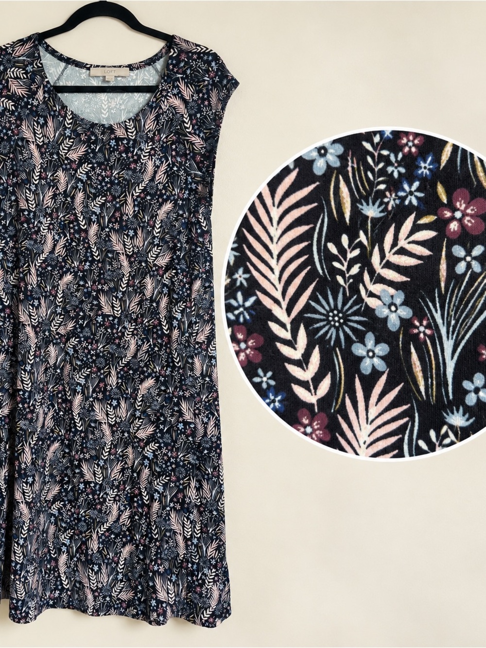 LOFT Floral Print Cap Sleeve Dress Size M